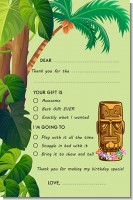 Luau Tiki - Birthday Party Fill In Thank You Cards