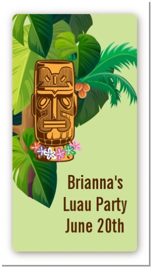 Luau Tiki - Custom Rectangle Birthday Party Sticker/Labels