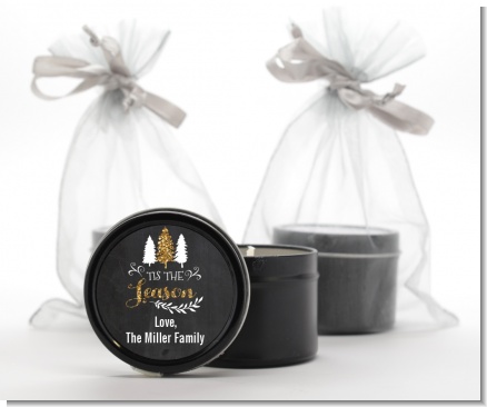 Tis The Season - Christmas Black Candle Tin Favors