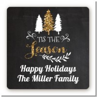Tis The Season - Square Personalized Christmas Sticker Labels