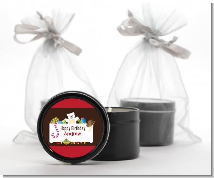 Toy Chest - Birthday Party Black Candle Tin Favors