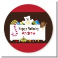 Toy Chest - Round Personalized Birthday Party Sticker Labels thumbnail
