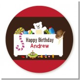 Toy Chest - Round Personalized Birthday Party Sticker Labels