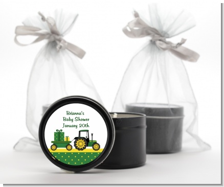 Tractor Truck - Baby Shower Black Candle Tin Favors