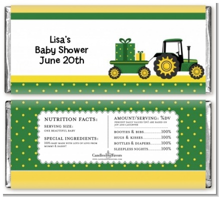 Tractor Truck - Personalized Baby Shower Candy Bar Wrappers