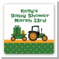 Tractor Truck - Square Personalized Baby Shower Sticker Labels thumbnail