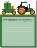 Tractor Truck - Baby Shower Notes of Advice