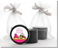 Tractor Truck Pink - Baby Shower Black Candle Tin Favors