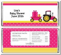 Tractor Truck Pink - Personalized Baby Shower Candy Bar Wrappers