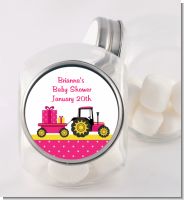 Tractor Truck Pink - Personalized Baby Shower Candy Jar