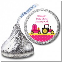 Tractor Truck Pink - Hershey Kiss Baby Shower Sticker Labels