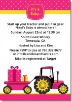 Tractor Truck Pink - Baby Shower Invitations