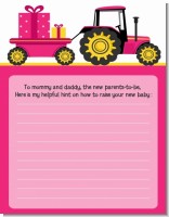 Tractor Truck Pink - Baby Shower Notes of Advice