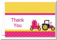 Tractor Truck Pink - Baby Shower Thank You Cards