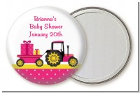 Tractor Truck Pink - Personalized Baby Shower Pocket Mirror Favors
