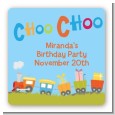 Choo Choo Train - Square Personalized Birthday Party Sticker Labels thumbnail