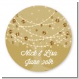 Tree Glitter String Lights - Round Personalized Bridal Shower Sticker Labels thumbnail
