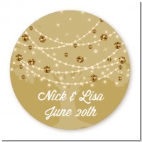 Tree Glitter String Lights - Round Personalized Bridal Shower Sticker Labels