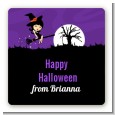 Trendy Witch - Square Personalized Halloween Sticker Labels thumbnail