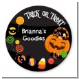 Trick or Treat Candy - Round Personalized Halloween Sticker Labels thumbnail