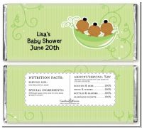 Triplets Three Peas in a Pod African American - Personalized Baby Shower Candy Bar Wrappers
