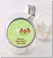 Triplets Three Peas in a Pod African American - Personalized Baby Shower Candy Jar