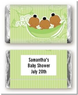Triplets Three Peas in a Pod African American Three Boys - Personalized Baby Shower Mini Candy Bar Wrappers
