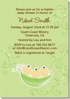 Triplets Three Peas in a Pod Asian - Baby Shower Invitations