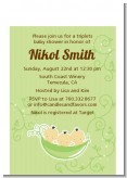 Triplets Three Peas in a Pod Asian - Baby Shower Petite Invitations