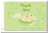 Triplets Three Peas in a Pod Asian - Baby Shower Thank You Cards