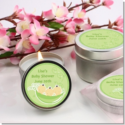 Triplets Three Peas in a Pod Asian Three Boys - Baby Shower Candle Favors