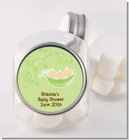 Triplets Three Peas in a Pod Caucasian - Personalized Baby Shower Candy Jar