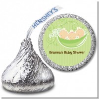 Triplets Three Peas in a Pod Caucasian - Hershey Kiss Baby Shower Sticker Labels