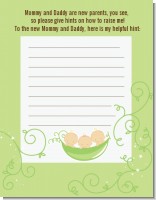 Triplets Three Peas in a Pod Caucasian - Baby Shower Notes of Advice