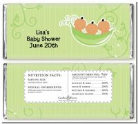 Triplets Three Peas in a Pod Hispanic - Personalized Baby Shower Candy Bar Wrappers