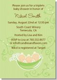 Triplets Three Peas in a Pod Caucasian - Baby Shower Invitations