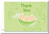 Triplets Three Peas in a Pod Caucasian - Baby Shower Thank You Cards