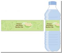 Triplets Three Peas in a Pod Caucasian - Personalized Baby Shower Water Bottle Labels