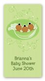 Triplets Three Peas in a Pod African American - Custom Rectangle Baby Shower Sticker/Labels