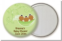 Triplets Three Peas in a Pod African American - Personalized Baby Shower Pocket Mirror Favors