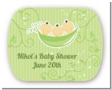 Triplets Three Peas in a Pod Asian - Personalized Baby Shower Rounded Corner Stickers