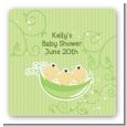 Triplets Three Peas in a Pod Asian - Square Personalized Baby Shower Sticker Labels thumbnail