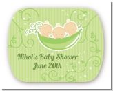 Triplets Three Peas in a Pod Caucasian - Personalized Baby Shower Rounded Corner Stickers