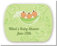 Triplets Three Peas in a Pod Hispanic - Personalized Baby Shower Rounded Corner Stickers