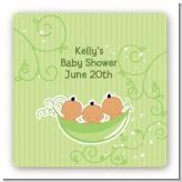 Triplets Three Peas in a Pod Hispanic - Square Personalized Baby Shower Sticker Labels