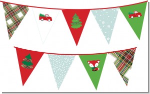 Vintage Red Truck With Tree - Christmas Themed Pennant Set