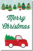 Vintage Red Truck With Tree - Personalized Christmas Wall Art