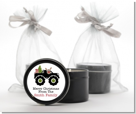 Truck with Rudolph - Christmas Black Candle Tin Favors