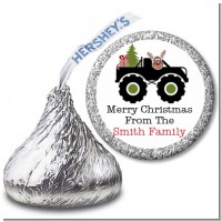 Truck with Rudolph - Hershey Kiss Christmas Sticker Labels