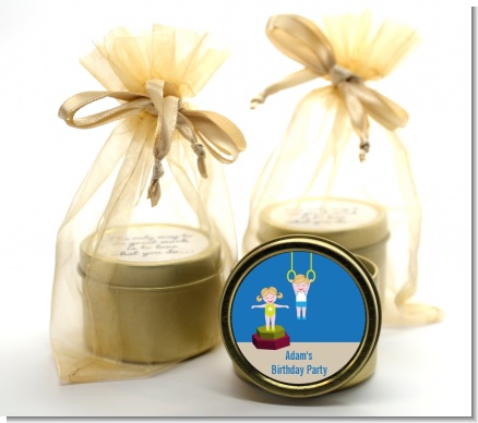 Tumble Gym - Birthday Party Gold Tin Candle Favors